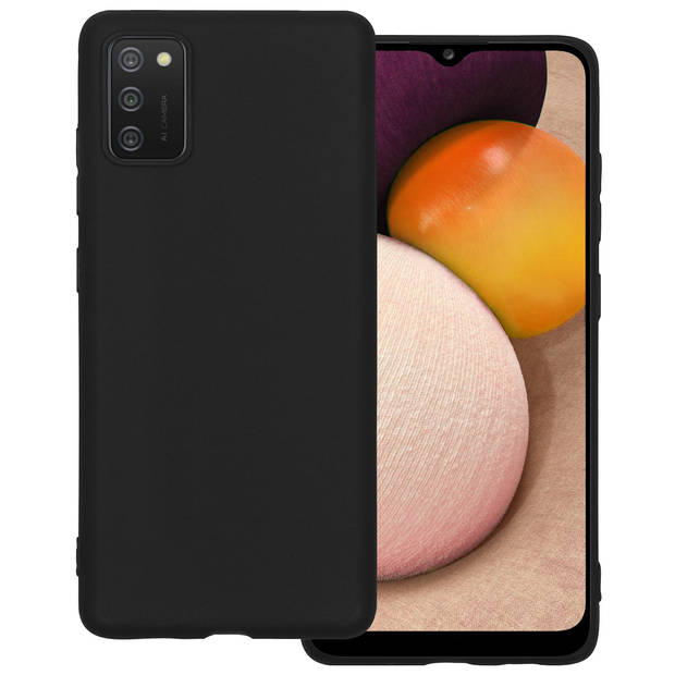 Basey Samsung Galaxy A02s Hoesje Siliconen Hoes Case Cover -Zwart