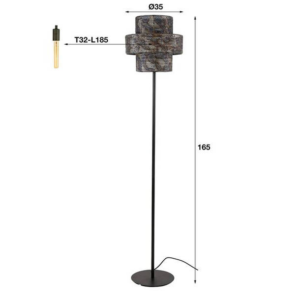 Hoyz Collection - Vloerlamp 1L Lantern - Zwart Bruin