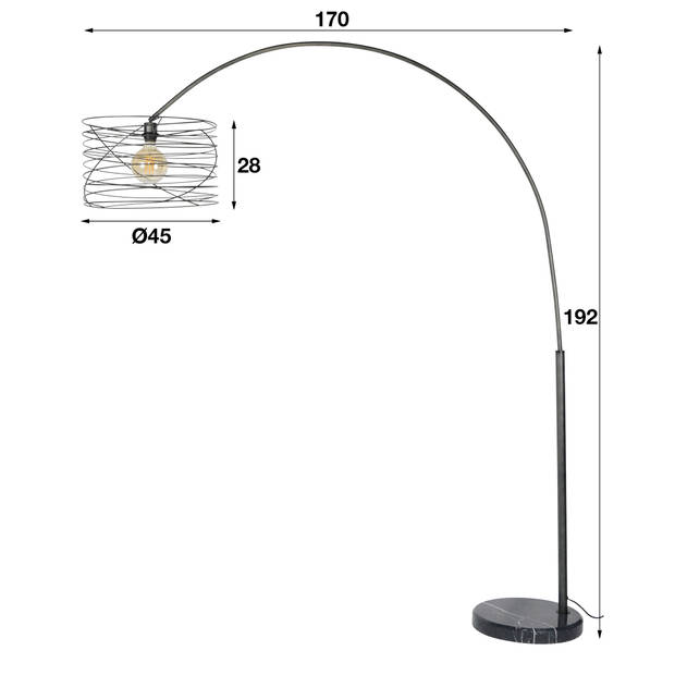 Hoyz - Booglamp Industrieel - Ø45 - Spiraal - Boogvorm