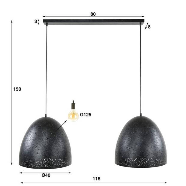 Hoyz Collection - Hanglamp Kosmos 2L - Charcoal