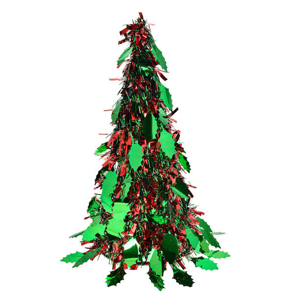 HAES DECO - Kerstdecoratie Kerstboom Ø 16x38 cm Rood Kunststof