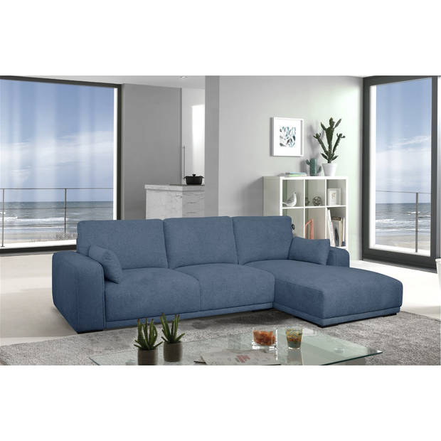 Giga Meubel - Loungebank Rechts Blauw Stof - 305x105x85cm - Zitdiepte 64cm