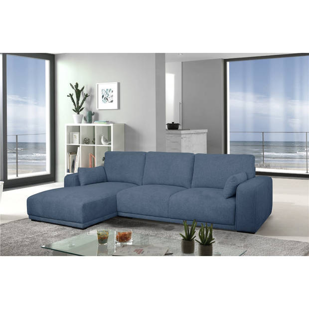 Giga Meubel - Loungebank Links Blauw Stof - 305x105x85cm - Zitdiepte 64cm