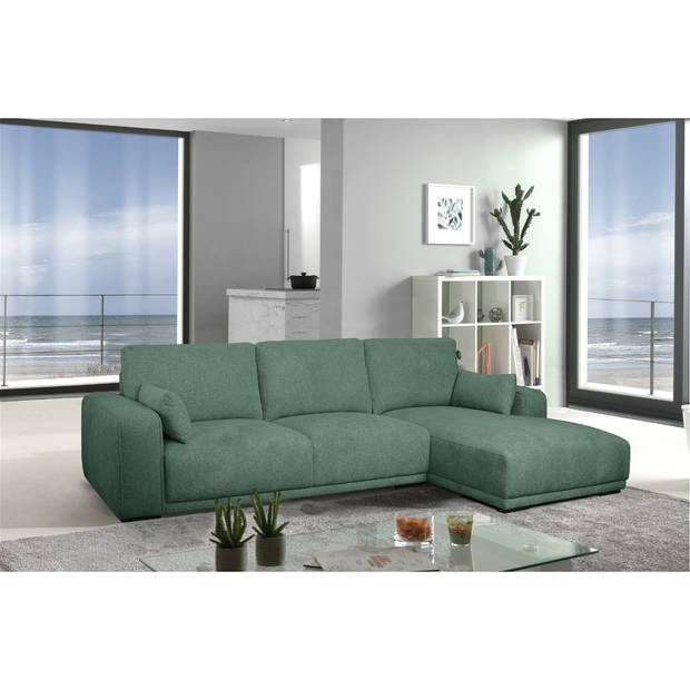 Giga Meubel - Loungebank Rechts Groen Stof - 305x105x85cm - Zitdiepte 64cm