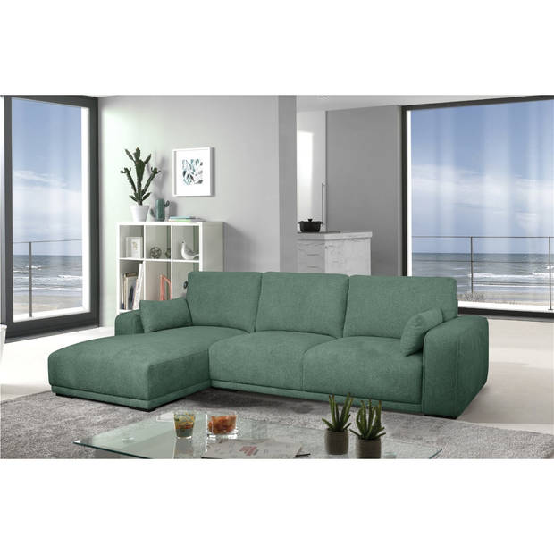 Giga Meubel - Loungebank Links Groen Stof - 305x105x85cm - Zitdiepte 64cm