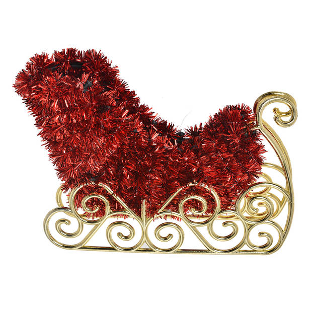 Clayre & Eef Kerstdecoratie Slee 14x3x11 cm Rood Kunststof Rood