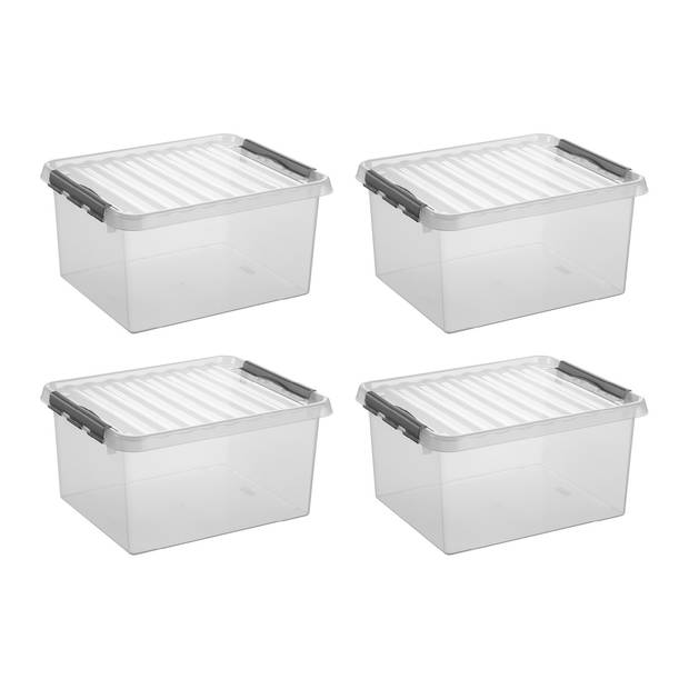 Q-line opbergbox 36L - Set van 4 - Transparant/grijs