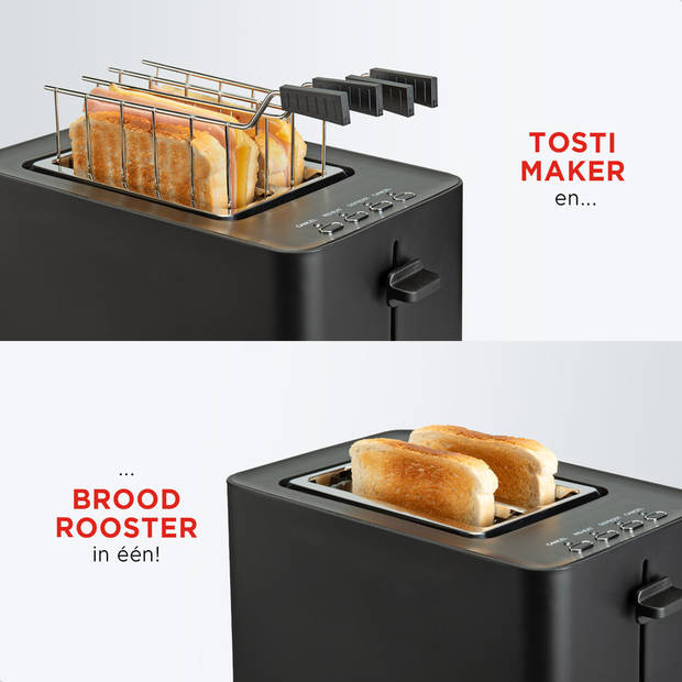 Bourgini Tosti Toaster - Broodrooster met Tostiklemmen - Zwart