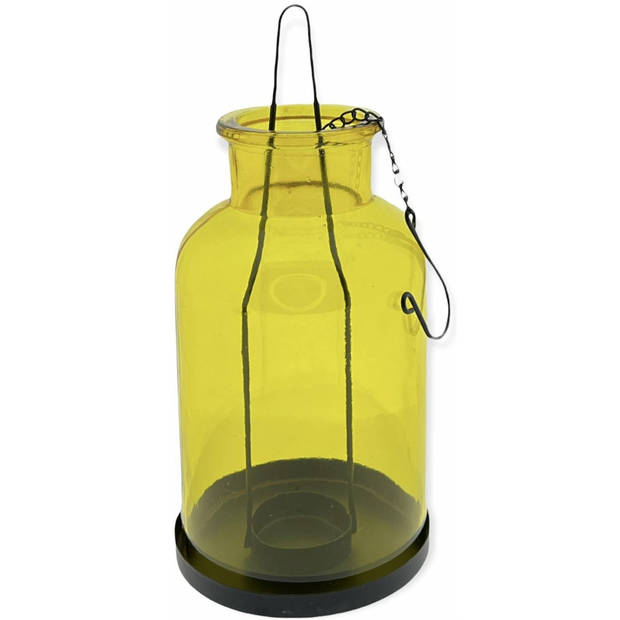 Deco Hanglantaarns glas met metalen ketting - 11 x 23 cm voor waxinelichtjes - Windlicht - Set van 4 Stuks
