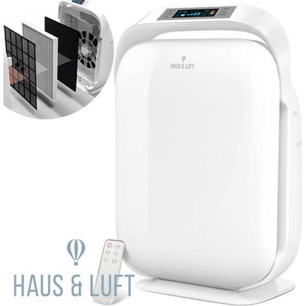 Haus & Luft - Luchtreiniger met HEPA filter - Air Purifier - 481m3/u - 4 snelheden - Tot 50m² - Wit
