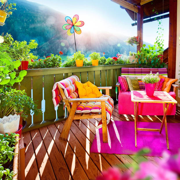 Relaxdays windmolen kind - tuinsteker bloem - windspinner regenboog tuin - tuindecoratie