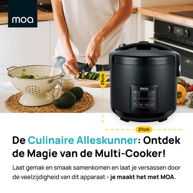 MOA Multicooker - 5L - 700W - Rijstkoker - Multicooker - Stoomkoker - Slowcooker - Zwart - MC10DB