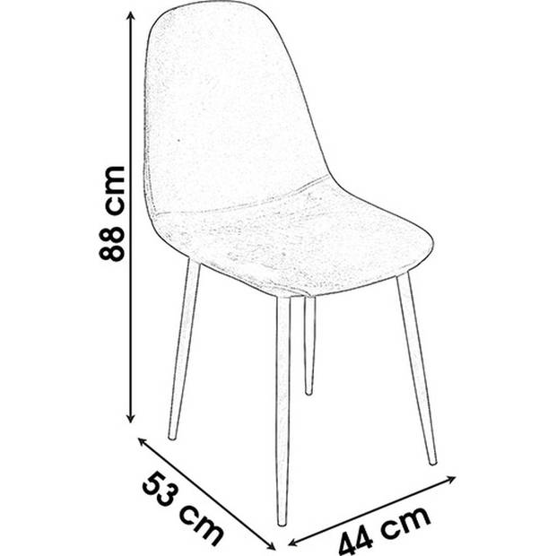 Elfida - Set van 4 Eetkamerstoelen met Metalen Onderstel - 4x Stoel Fluweel/Velours Stof - Zwart