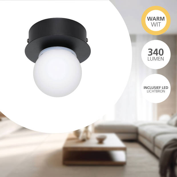 EGLO Mosiano plafondlamp - LED - Ø 11 cm - Zwart/Wit
