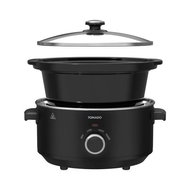 Tomado TSC3501B - Slowcooker - 3.5 liter - Keramische binnenpan - 3 warmtestanden - PFAS vrij - Zwart