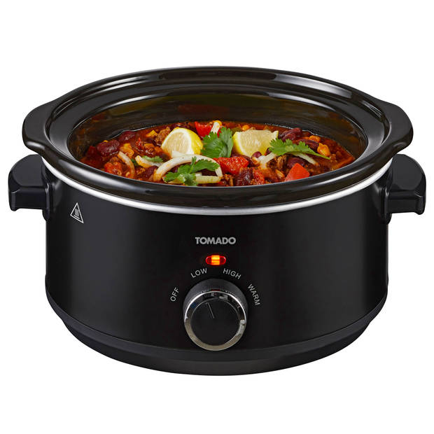 Tomado TSC3501B - Slowcooker - 3.5 liter - Keramische binnenpan - 3 warmtestanden - PFAS vrij - Zwart