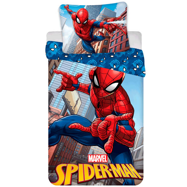 SpiderMan Dekbedovertrek City - Eenpersoons - 140 x 200 cm - Katoen