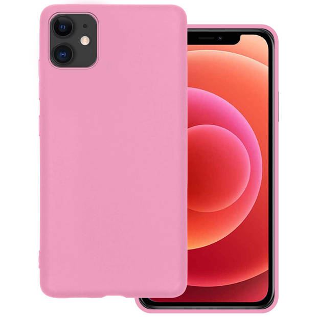 Basey Apple iPhone 11 Hoesje Siliconen Hoes Case Cover -Lichtroze