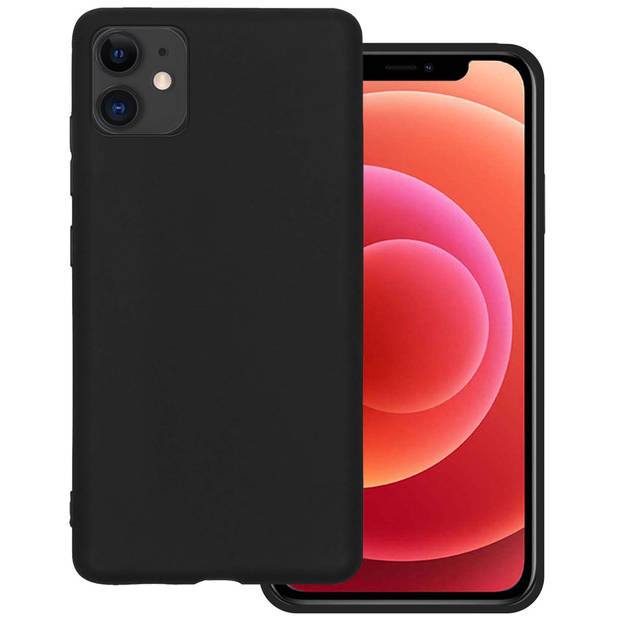 Basey Hoes Geschikt Voor iPhone 11 Hoesje Siliconen Back Cover Case - iPhone 11 Hoes Silicone Case Hoesje - Zwart