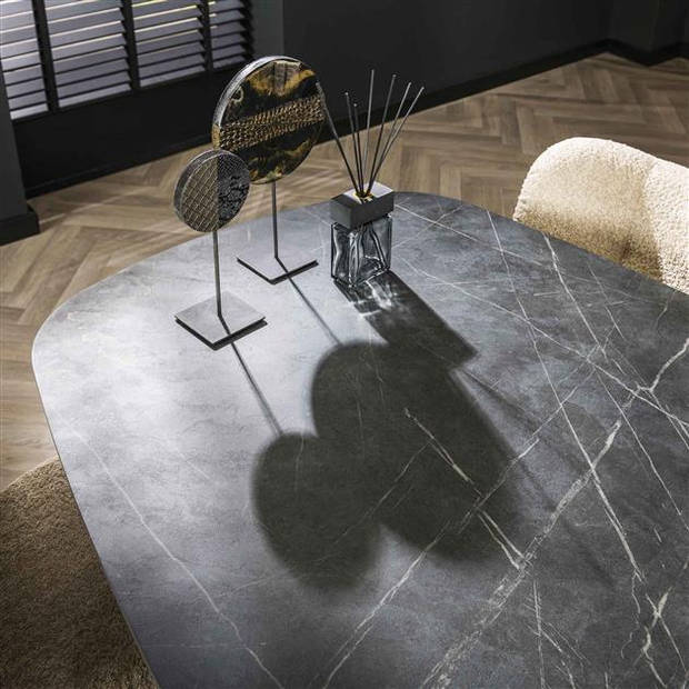 Hoyz Collection - Eetkamertafel 180 Deens Ovaal - 3D Melamine Slate Stone
