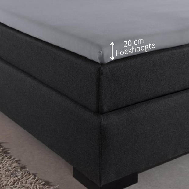 Droomtextiel Topper Hoeslaken Dubbel Jersey Grijs - 180x210 cm - 100% Zacht Katoen