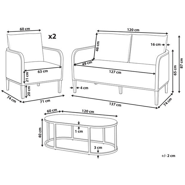 Beliani MONTEFALCO - Zitgroep-Wit-Aluminium