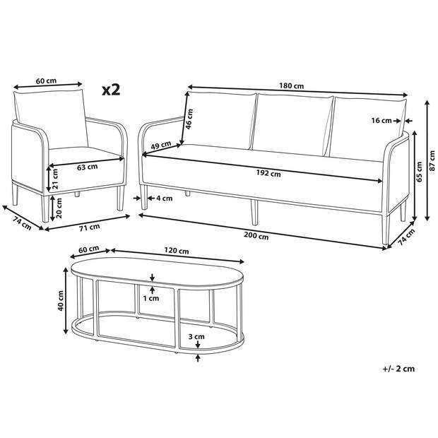 Beliani MONTEFALCO - Zitgroep-Wit-Aluminium