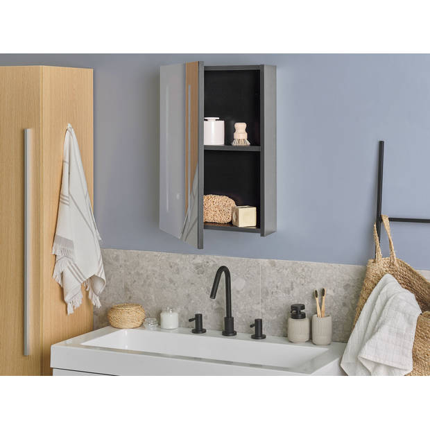 Beliani CAMERON - Badkamerkast met spiegel-Zwart-Multiplex