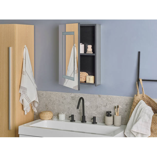 Beliani MALASPINA - Badkamerkast met spiegel-Zwart-Multiplex
