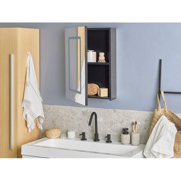 Beliani CONDOR - Badkamerkast met spiegel-Zwart-Multiplex