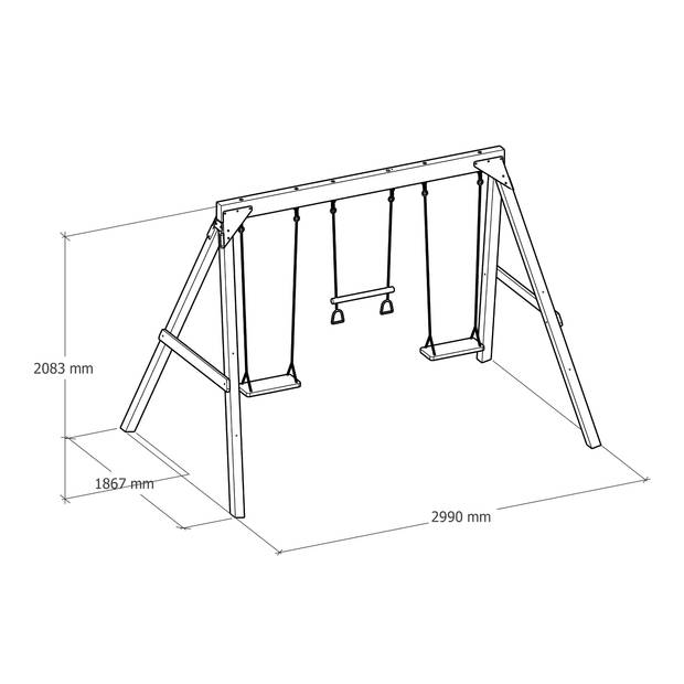 AXI Maya Bruin Houten Dubbelschommel met Trapeze - FSC hout - Vrijstaande schommel met 2 houten schommelzitjes -