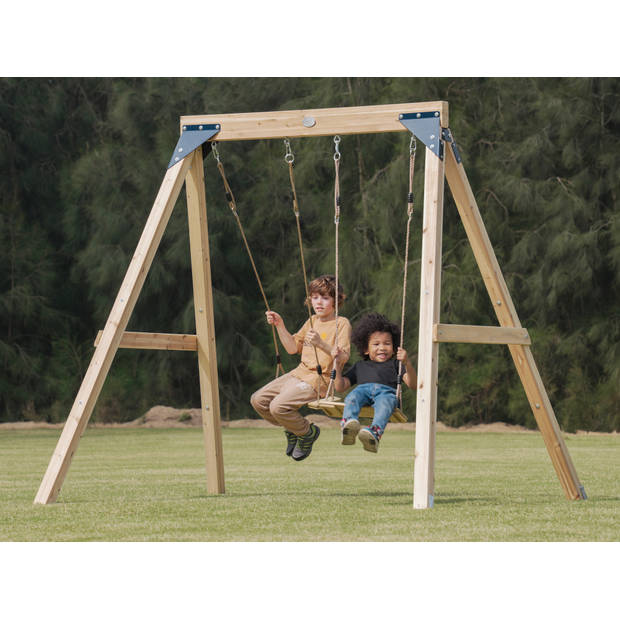 AXI Yuna Bruin Dubbele Houten Schommel - FSC hout - Vrijstaande schommel met 2 houten schommelzitjes - Kinderschommel -