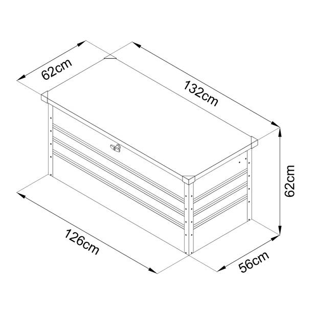 AXI Miles Metalen Opbergbox - 400 in Antraciet Kussenbox voor buiten / tuin met onderstel en slot