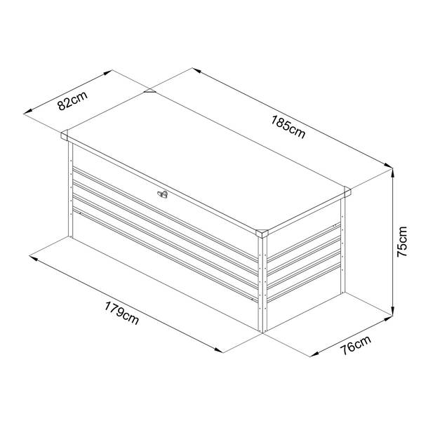 AXI Miles Metalen Opbergbox - 1000 in Antraciet Kussenbox voor buiten / tuin met onderstel en slot