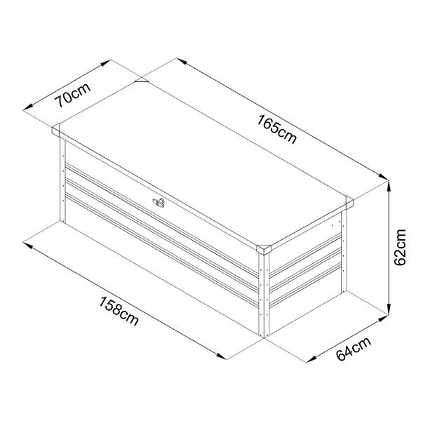 AXI Miles Metalen Opbergbox - 600 in Antraciet Kussenbox voor buiten / tuin met onderstel en slot