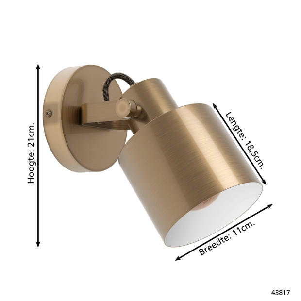 EGLO Southery Spot - E27 - 1 lichts - 18.5 cm - Goud/Crème