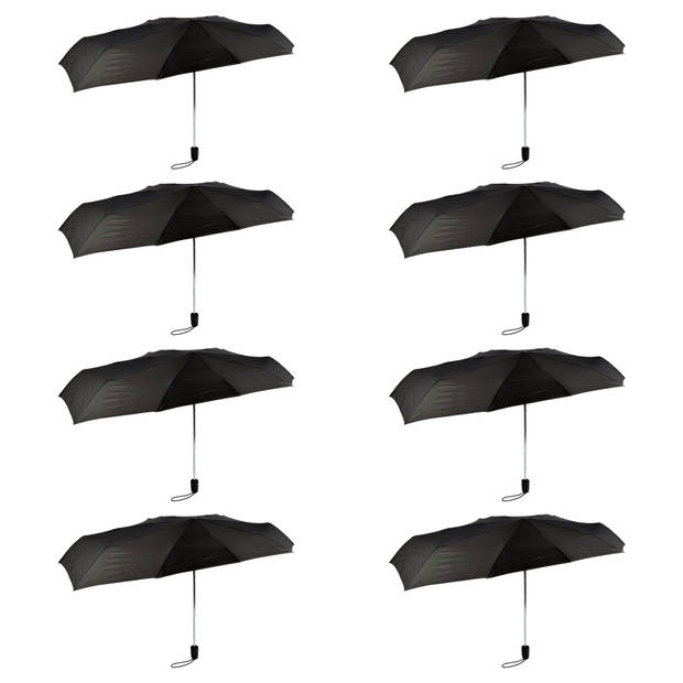 Black Storm Umbrellas, Foldable and Durable - Set of 8, Polyester and Aluminum, 61.5 cm x 97 cm