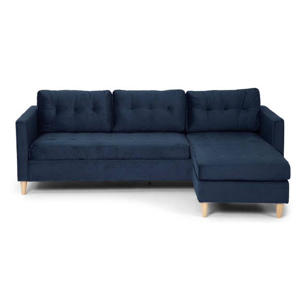 Marino bank BA2, chaise longue naar rechts of links gedraaid in velour blauw.