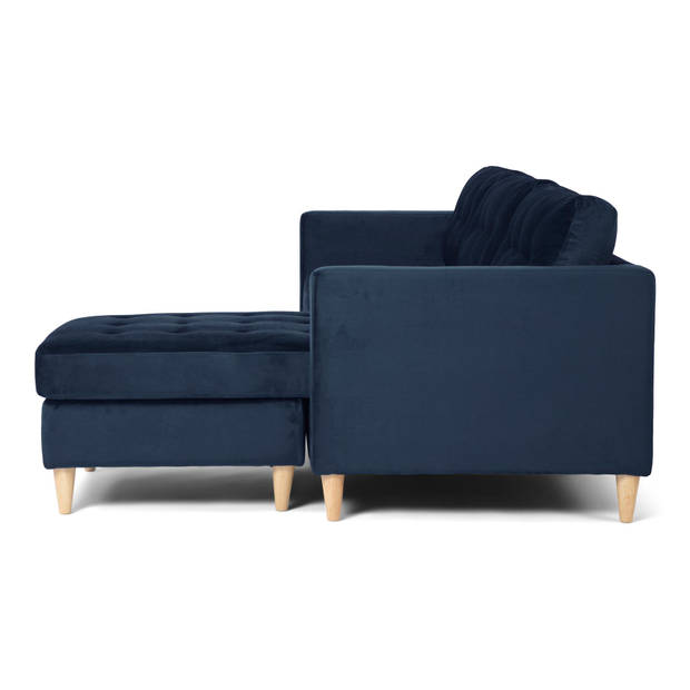 Marino bank BA2, chaise longue naar rechts of links gedraaid in velour blauw.