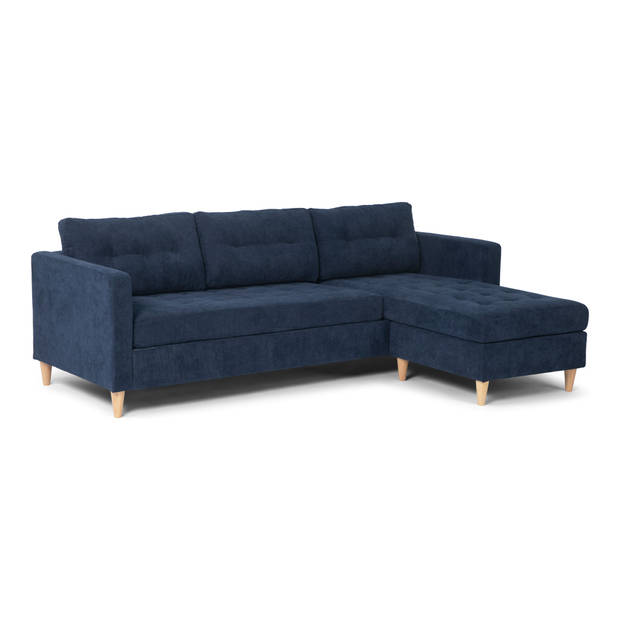 Marino bank, chaise longue naar rechts of links gedraaid in fluweel blauw.