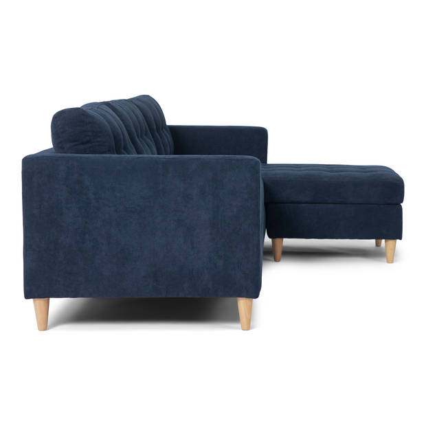 Marino bank, chaise longue naar rechts of links gedraaid in fluweel blauw.