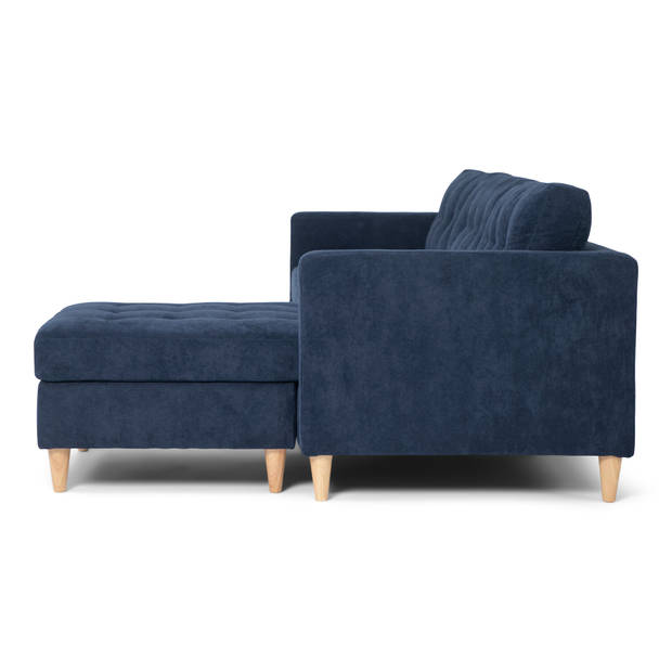 Marino bank, chaise longue naar rechts of links gedraaid in fluweel blauw.