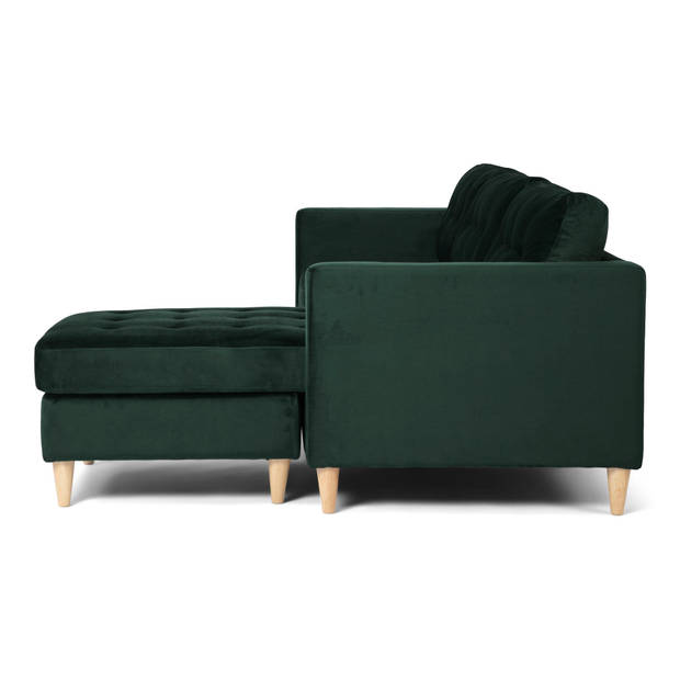 Marino bank BA1, chaise longue rechts of links gedraaid in velour groen.