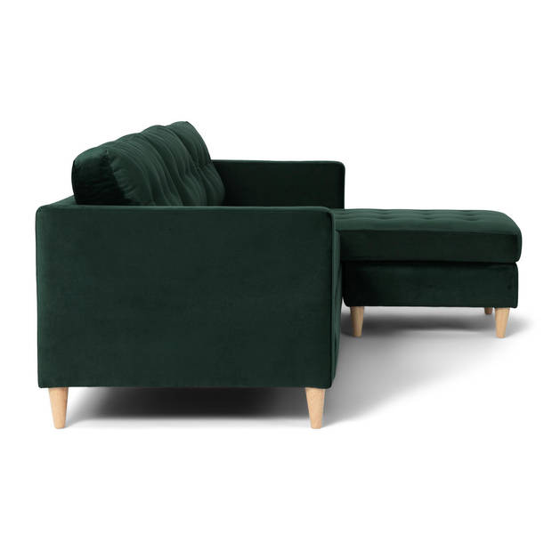 Marino bank BA1, chaise longue rechts of links gedraaid in velour groen.