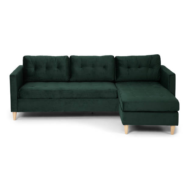 Marino bank BA1, chaise longue rechts of links gedraaid in velour groen.