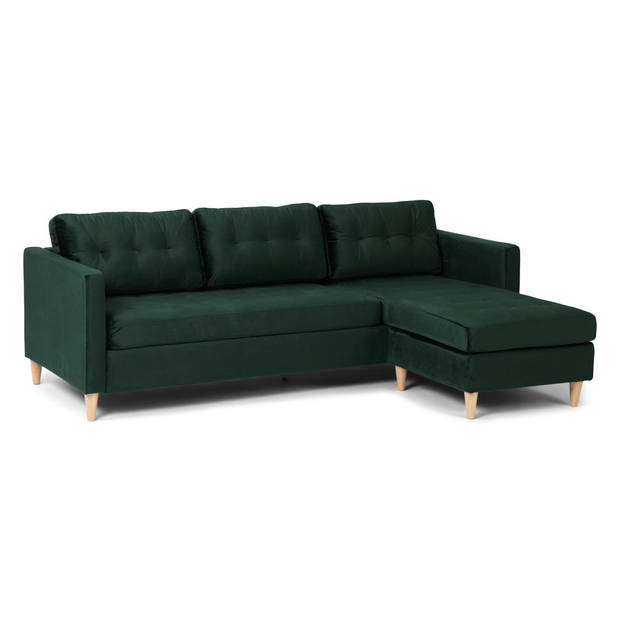 Marino bank BA1, chaise longue rechts of links gedraaid in velour groen.