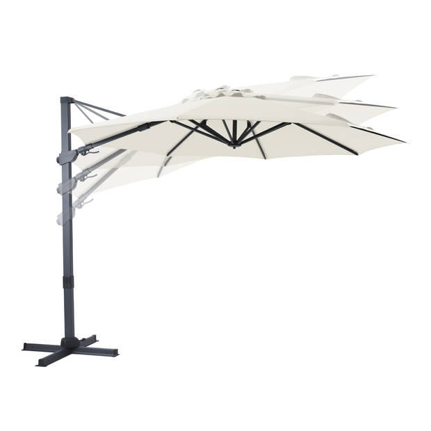 AXI Cyrus Premium Zweefparasol Rond Ø 300 cm in Antraciet / Beige Ronde Parasol voor tuin met Aluminium Frame