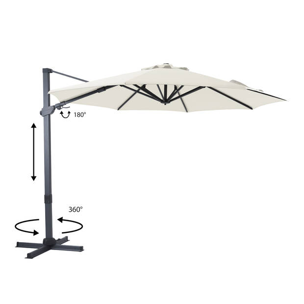 AXI Cyrus Premium Zweefparasol Rond Ø 300 cm in Antraciet / Beige Ronde Parasol voor tuin met Aluminium Frame