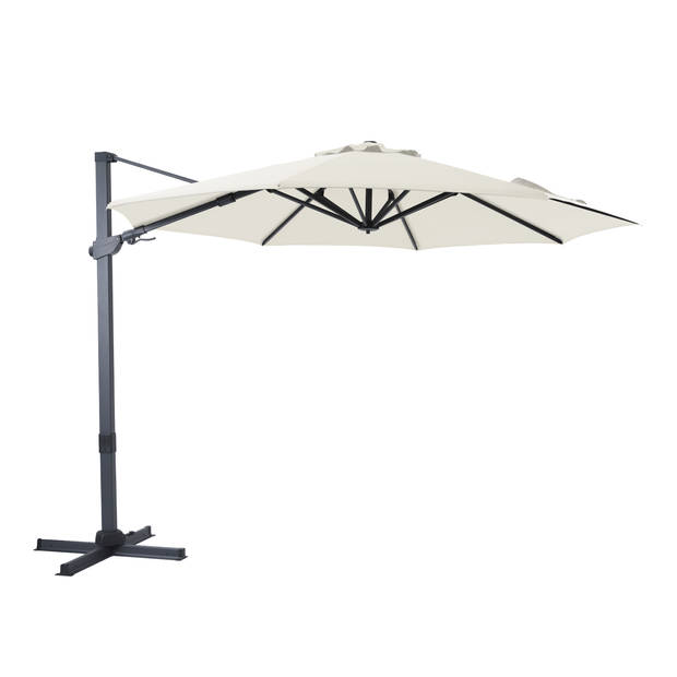 AXI Cyrus Premium Zweefparasol Rond Ø 300 cm in Antraciet / Beige Ronde Parasol voor tuin met Aluminium Frame