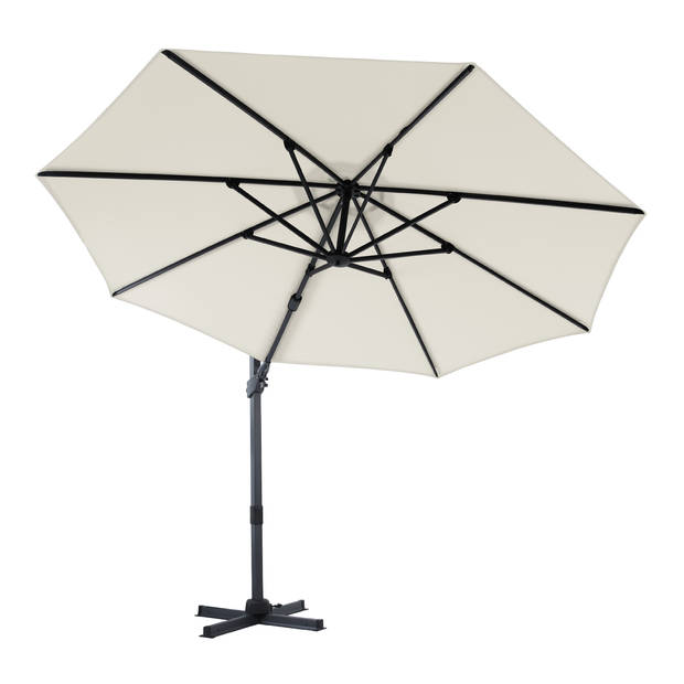 AXI Cyrus Premium Zweefparasol Rond Ø 300 cm in Antraciet / Beige Ronde Parasol voor tuin met Aluminium Frame